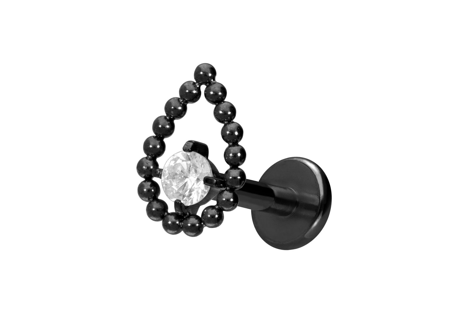 Titan Labret Piercing mit Innengewinde TROPFEN + KRISTALL